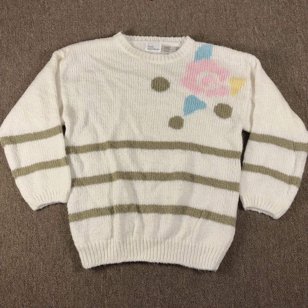 Basic Ingredients Women’s 90s Sweater Striped Retro Medium